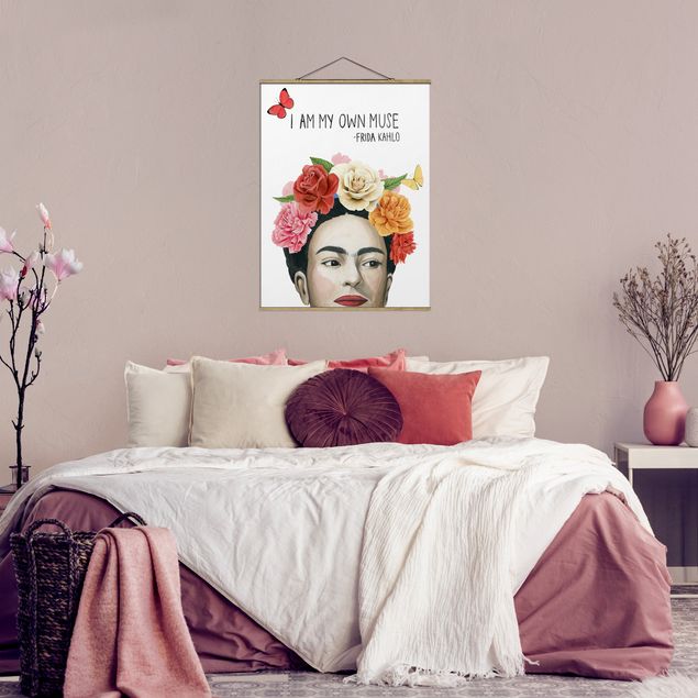 Stoffen schilderij met posterlijst Frida's Thoughts - Muse