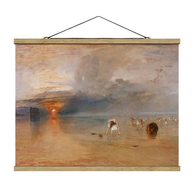 Stoffen schilderij met posterlijst William Turner - Beach At Calais