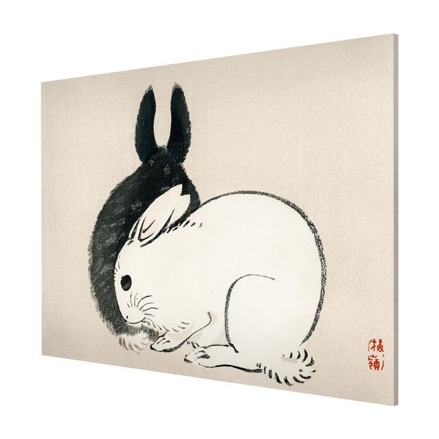 Magneetborden Asian Vintage Drawing Two Bunnies