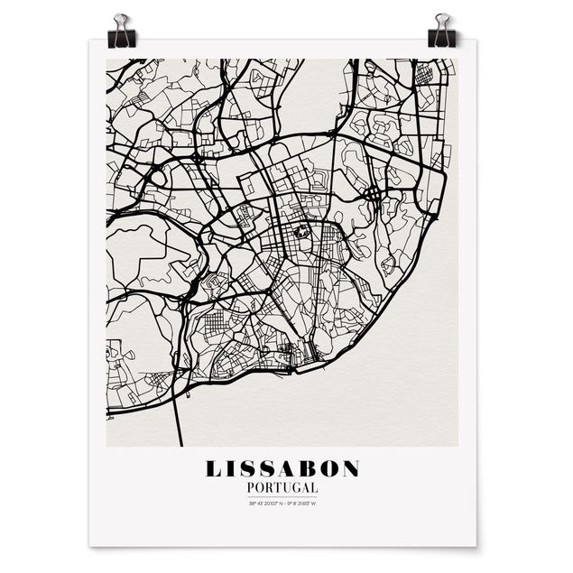Posters Lisbon City Map - Classic