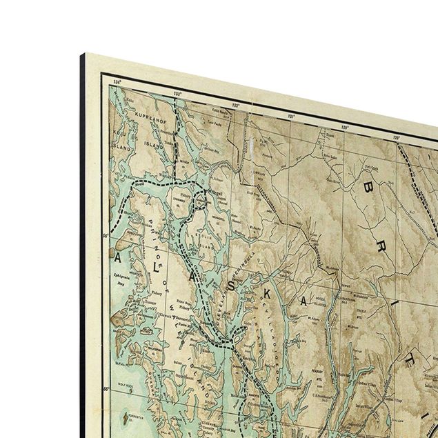 Aluminium Dibond schilderijen Vintage Map British Columbia