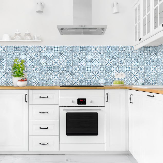 Achterwand voor keuken tegelmotief Patterned Tiles Blue White