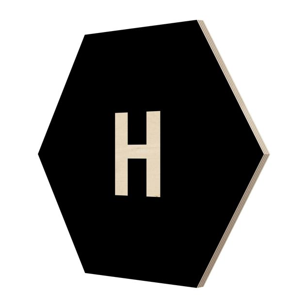 Hexagons houten schilderijen Letter Black H
