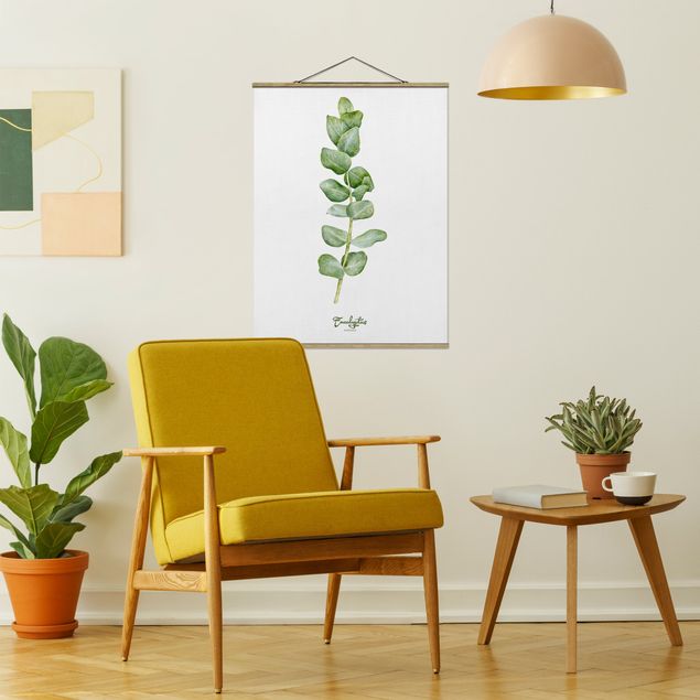 Stoffen schilderij met posterlijst Watercolour Botany Eucalyptus