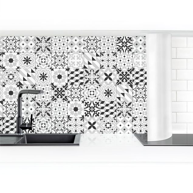 Achterwand voor keuken Geometrical Tile Mix Black