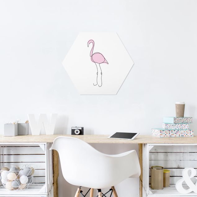 Hexagons Forex schilderijen Flamingo Line Art