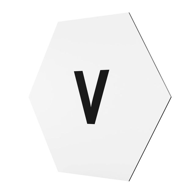 Hexagons Aluminium Dibond schilderijen Letter White V