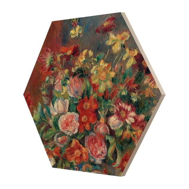 Hexagons houten schilderijen Auguste Renoir - Flower vase
