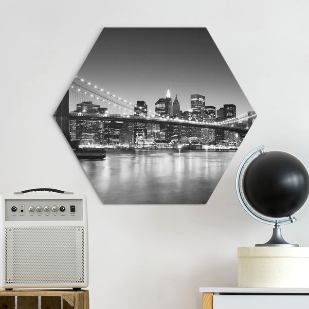 Hexagons Aluminium Dibond schilderijen Brooklyn Bridge in New York II
