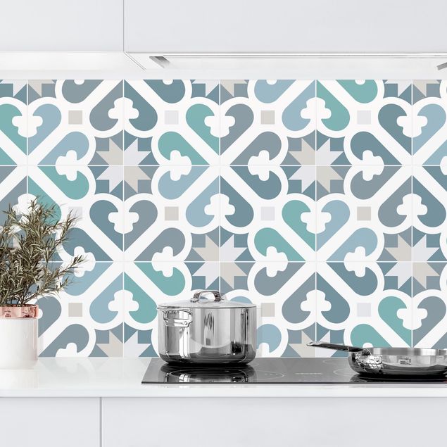 Achterwand voor keuken patroon Geometrical Tiles - Water