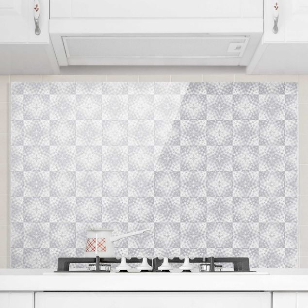 Spatscherm keuken Geometrical Tile Pattern In Grey