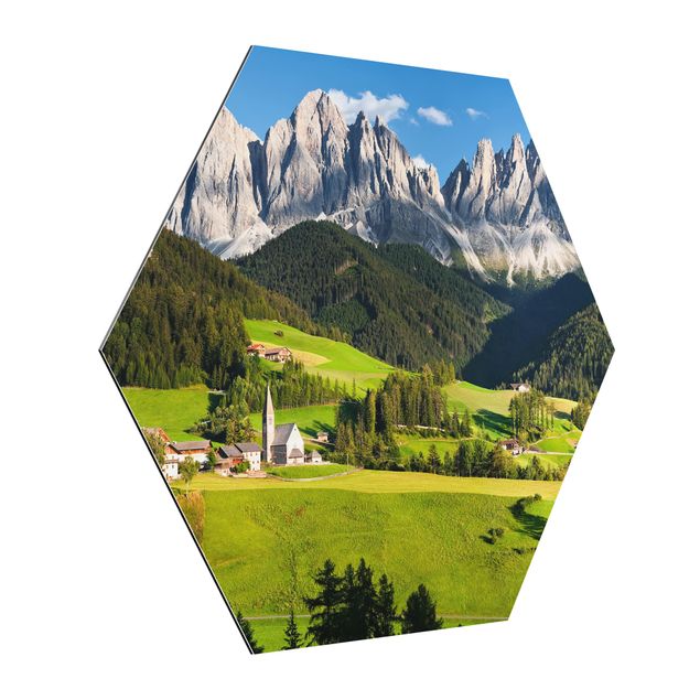 Hexagons Aluminium Dibond schilderijen Odle In South Tyrol