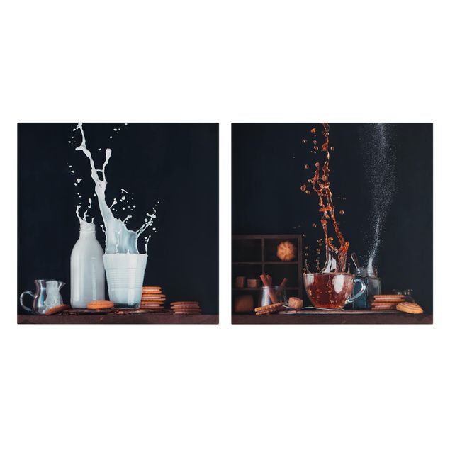 Canvas schilderijen - 2-delig  Milk And Tea Composition