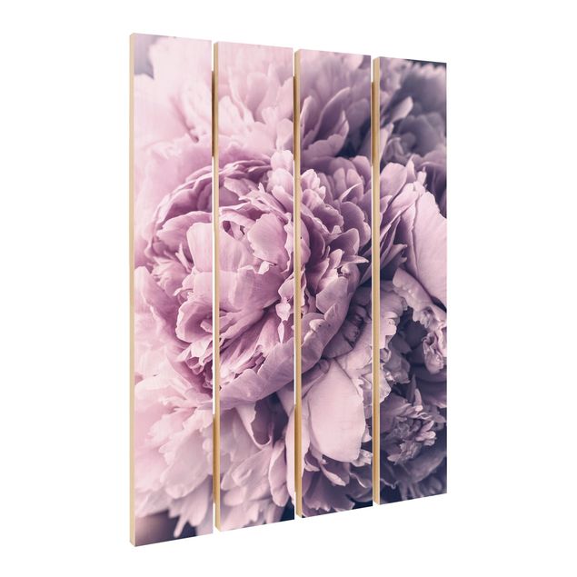 Houten schilderijen op plank Purple Peony Blossoms