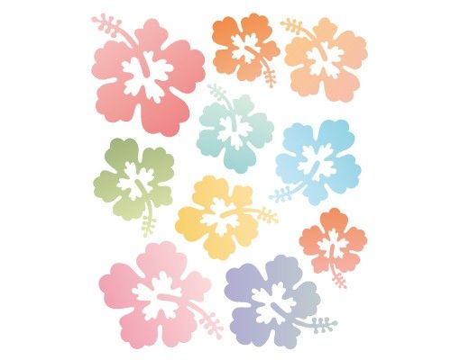 Muurstickers liefde No.547 Hibiscus Flowers In Pastells