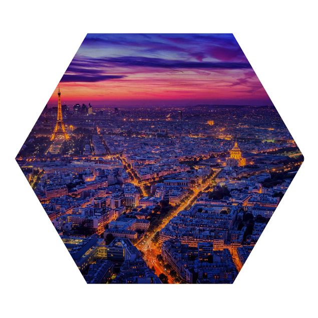 Hexagons houten schilderijen Paris At Night