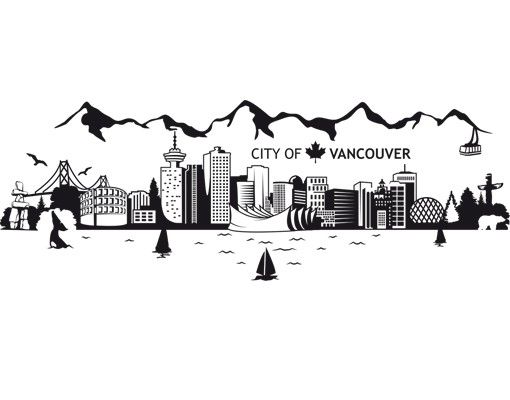 Muurstickers stadsnamen No.JS3 Vancouver Skyline