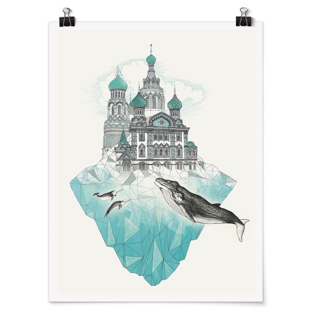 Posters Illustration Church With Domes And Wal