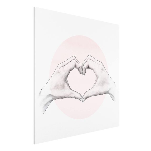 Forex schilderijen Illustration Heart Hands Circle Pink White