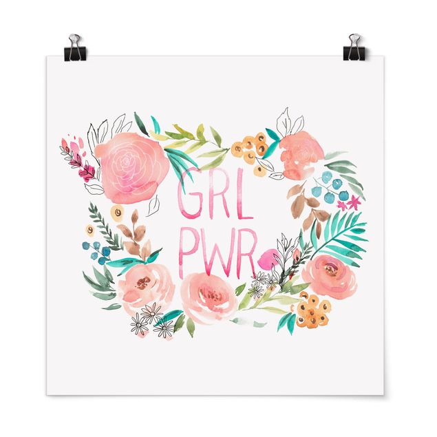 Posters Pink Flowers - Girl Power