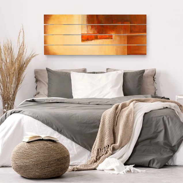 Houten schilderijen op plank Balance Orange Brown