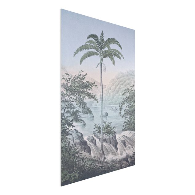 Forex schilderijen Vintage Illustration - Landscape With Palm Tree
