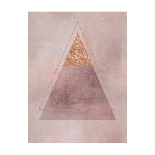 Groot vloerkleed Geometry In Pink And Gold II