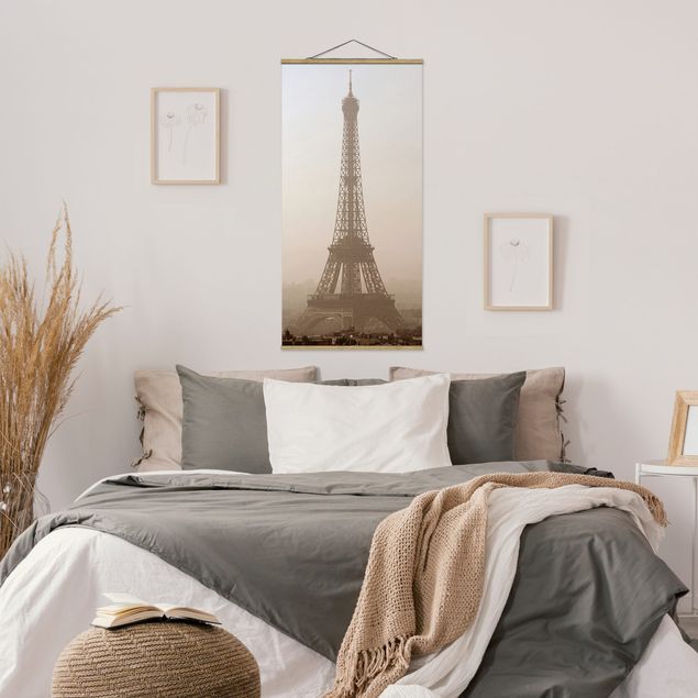 Stoffen schilderij met posterlijst Tour Eiffel