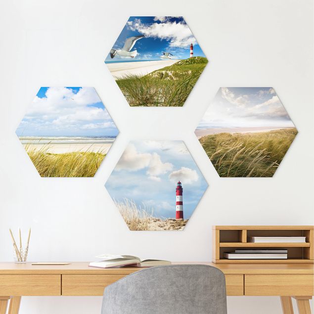 Hexagons Forex schilderijen - 4-delig Dreamlike Dunes