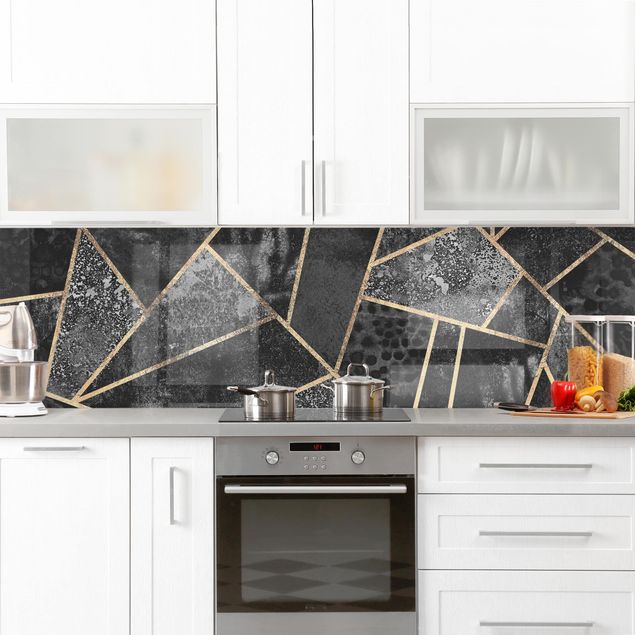 Achterwand voor keuken abstract Grey Triangles Gold