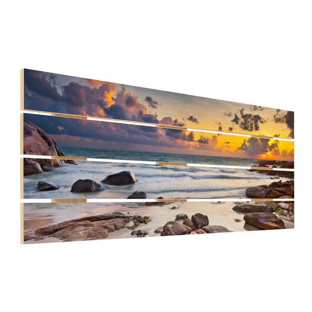 Houten schilderijen op plank Sunrise Beach In Thailand