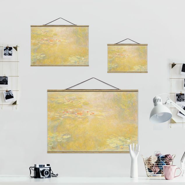Stoffen schilderij met posterlijst Claude Monet - The Water Lily Pond