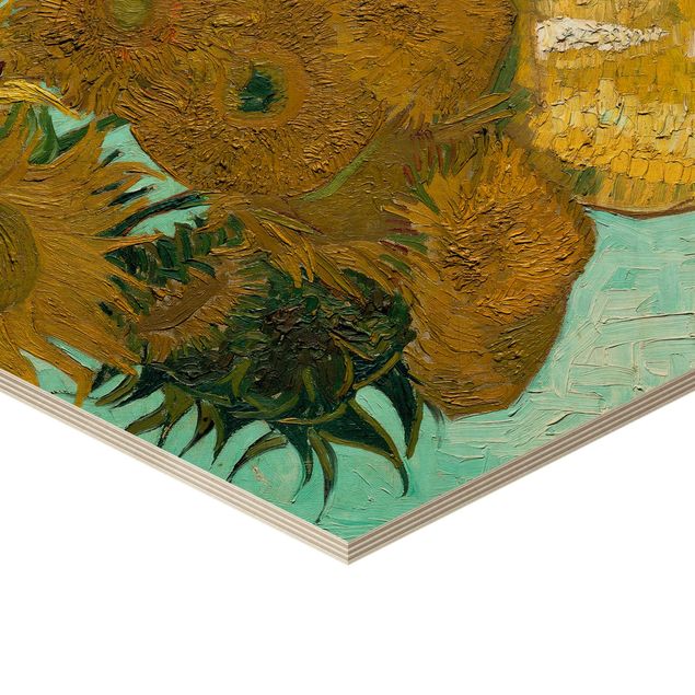Hexagons houten schilderijen Vincent van Gogh - Sunflowers