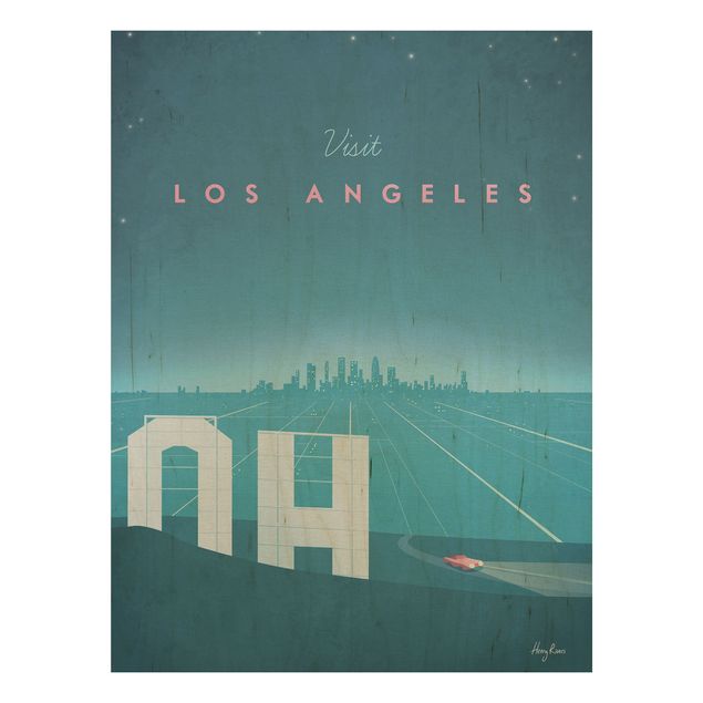 Houten schilderijen Travel Poster - Los Angeles