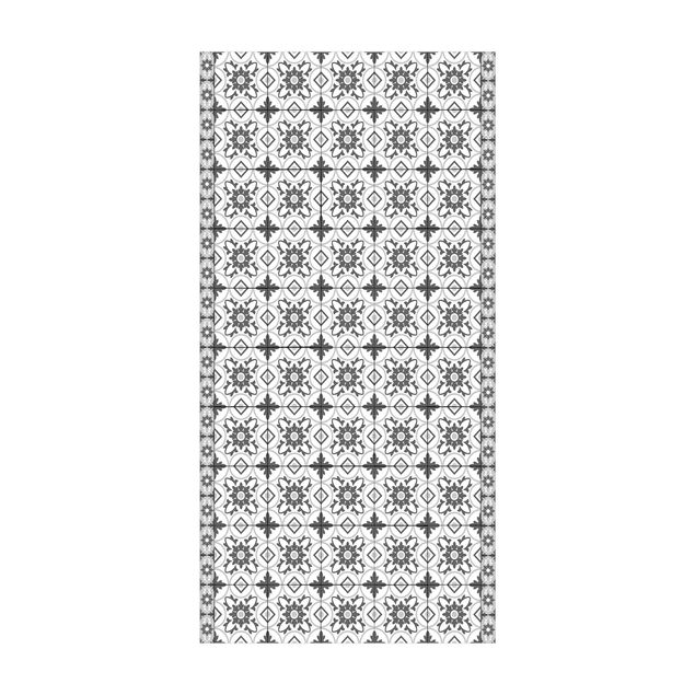 vloerkleed lichtgrijs Geometrical Tile Mix Flower Grey