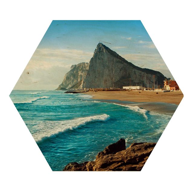 Hexagons houten schilderijen Gibraltar By The Sea
