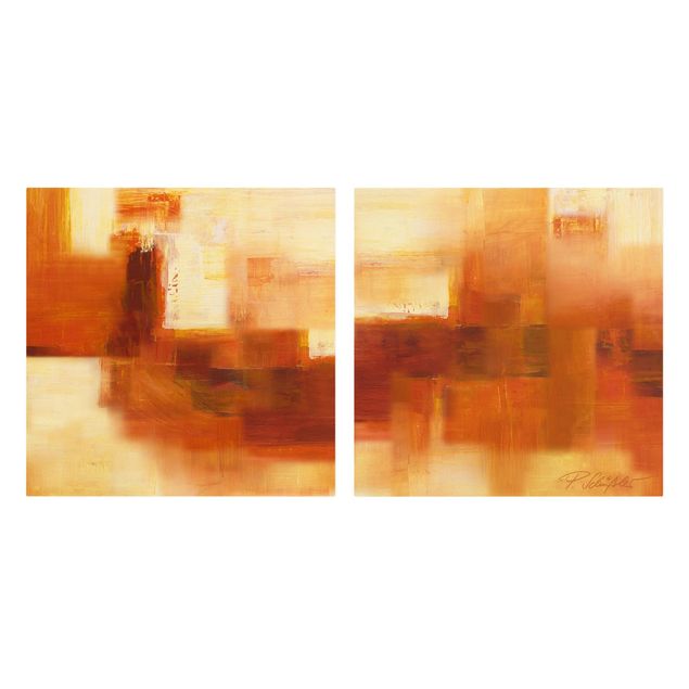 Canvas schilderijen - 2-delig  Composition In Orange And Brown