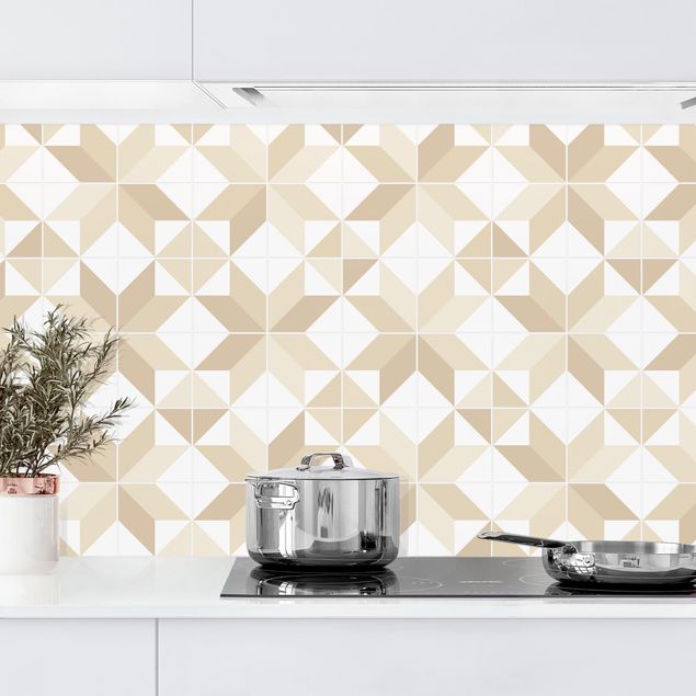 Achterwand voor keuken patroon Star Shaped Tiles - Beige