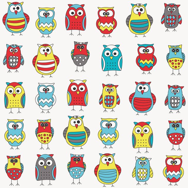 Plakfolien Kids Pattern With Various Owls
