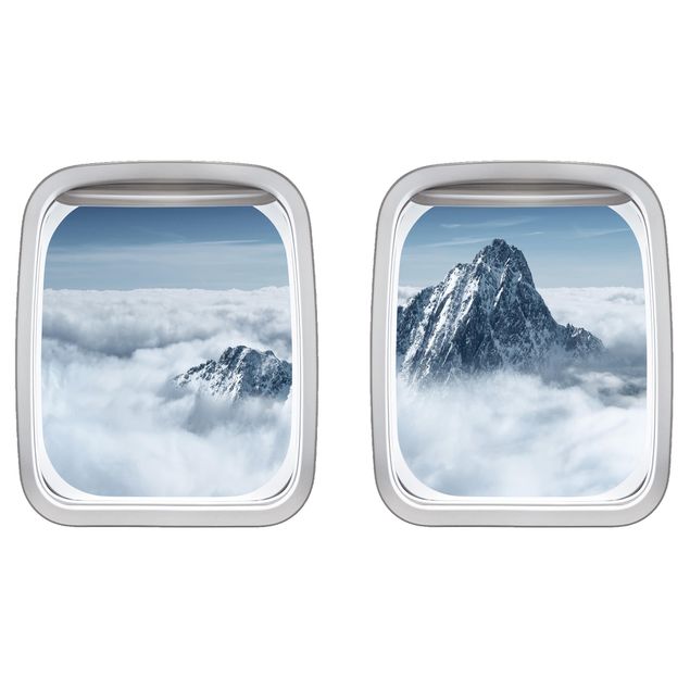 Muurstickers Aircraft Window Alps Above The Clouds