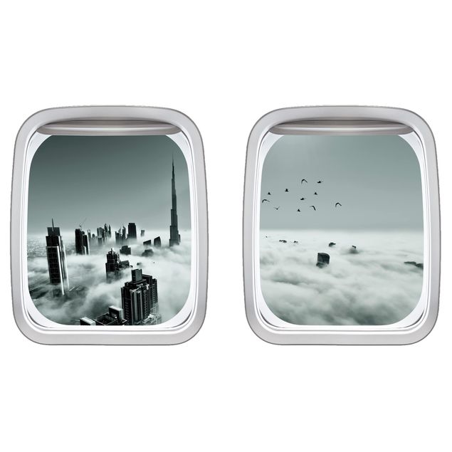 Muurstickers 3d Aircraft Window Up And Above