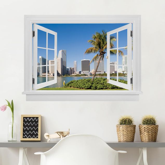 Muurstickers métropole Open Window Miami Beach Skyline