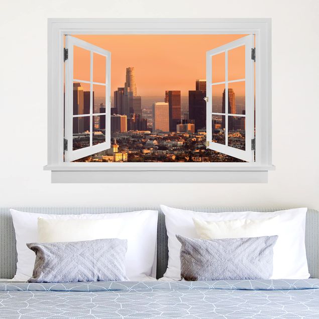 Muurstickers métropole Open Window Skyline Of Los Angeles