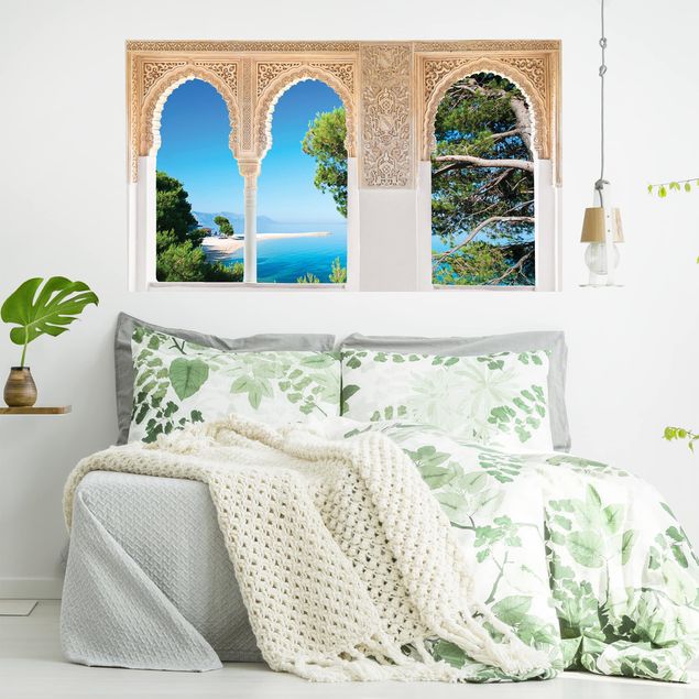 Muurstickers eiland Decorated Window Hidden Paradise