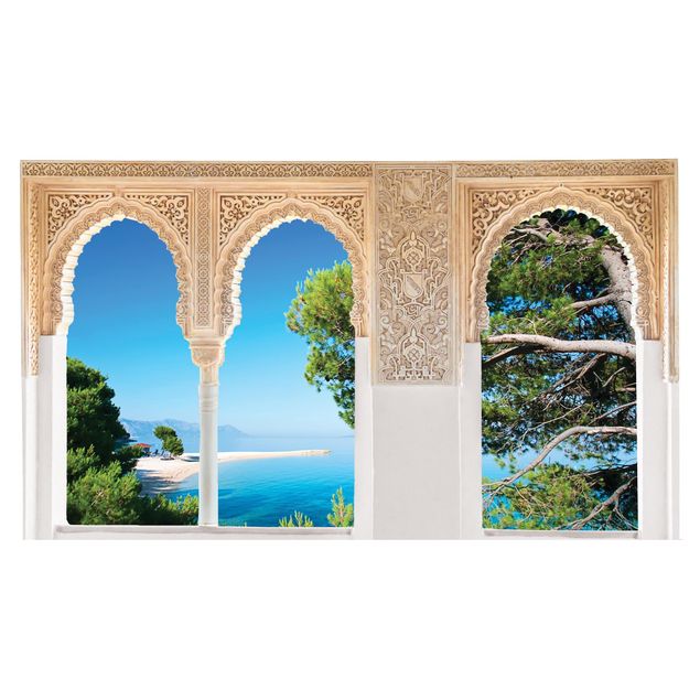 Muurstickers 3d Decorated Window Hidden Paradise