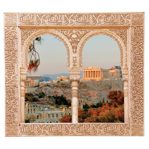 Muurstickers Decorated Window Acropolis