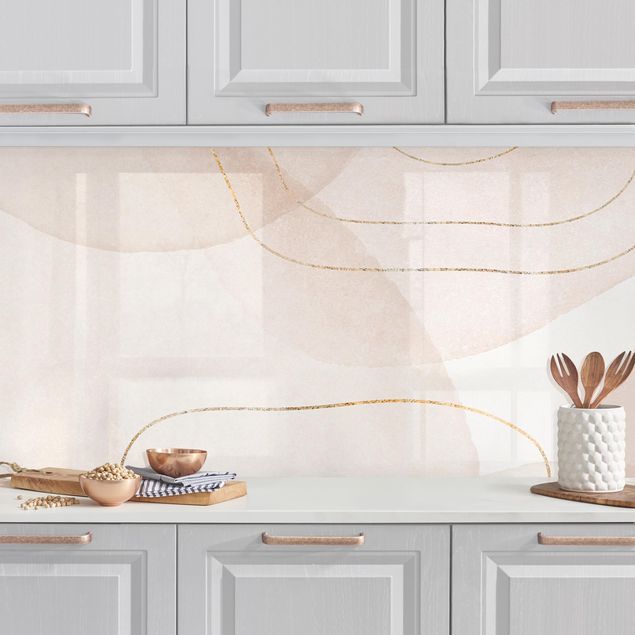 Achterwand voor keuken patroon Playful Impression With Golden Lines