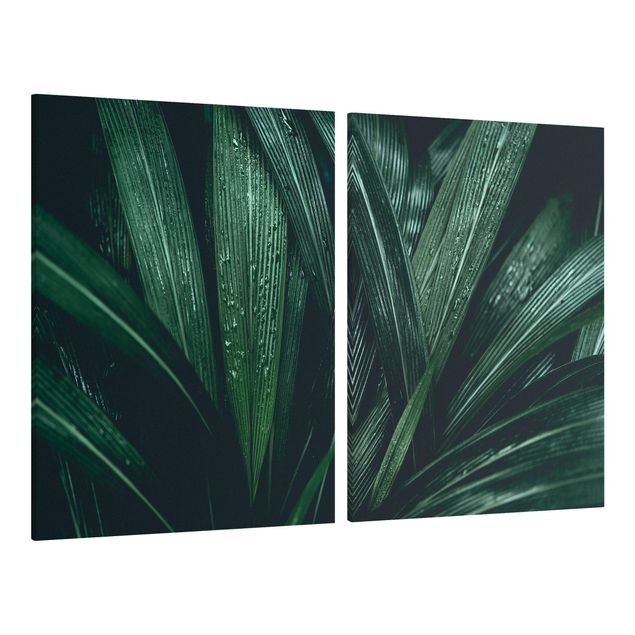 Canvas schilderijen - 2-delig  Green Palm Leaves