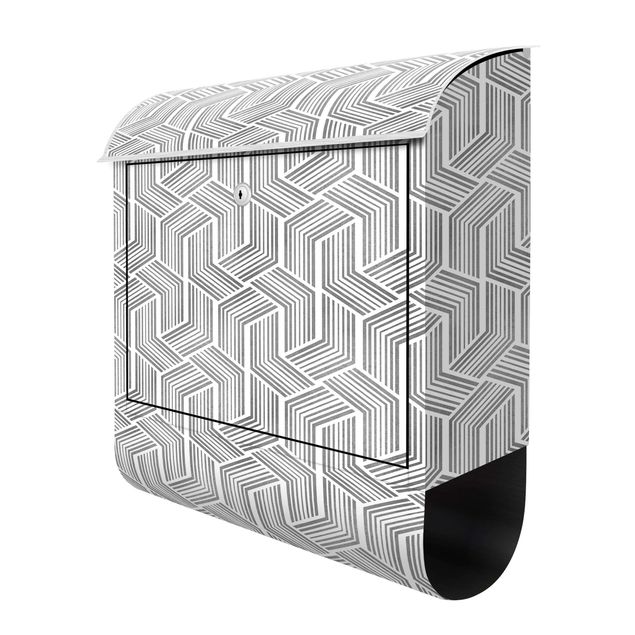 Brievenbussen 3D Pattern With Stripes In Silver