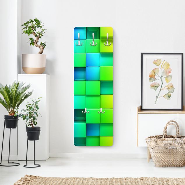 Wandkapstokken houten paneel 3D Cubes